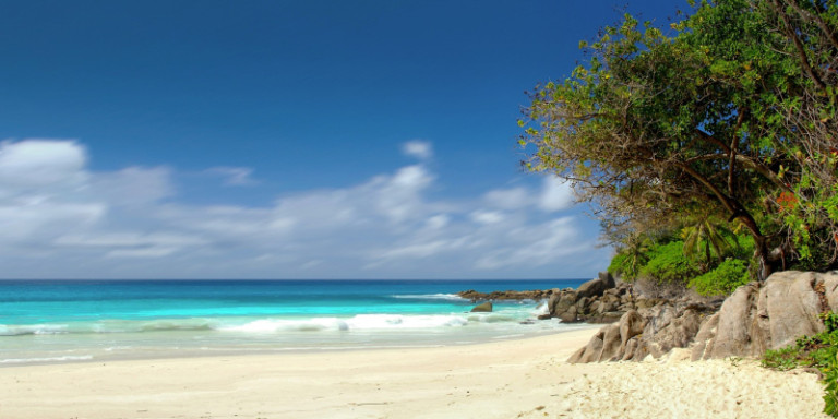 Tropischer Strand auf den Seychellen